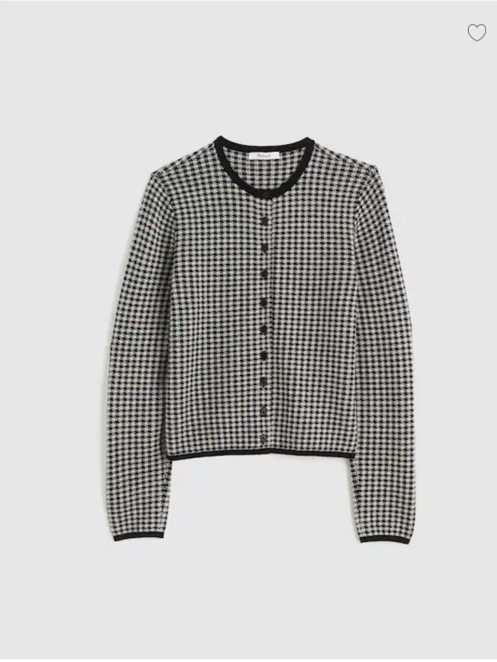 Madewell Houndstooth Crewneck Cardigan in 100% Merino Wool